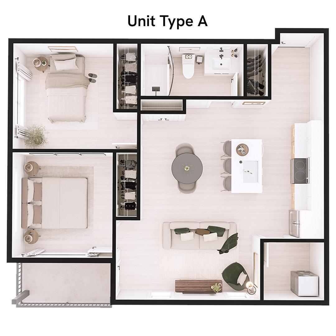Type A - 2br/1bth