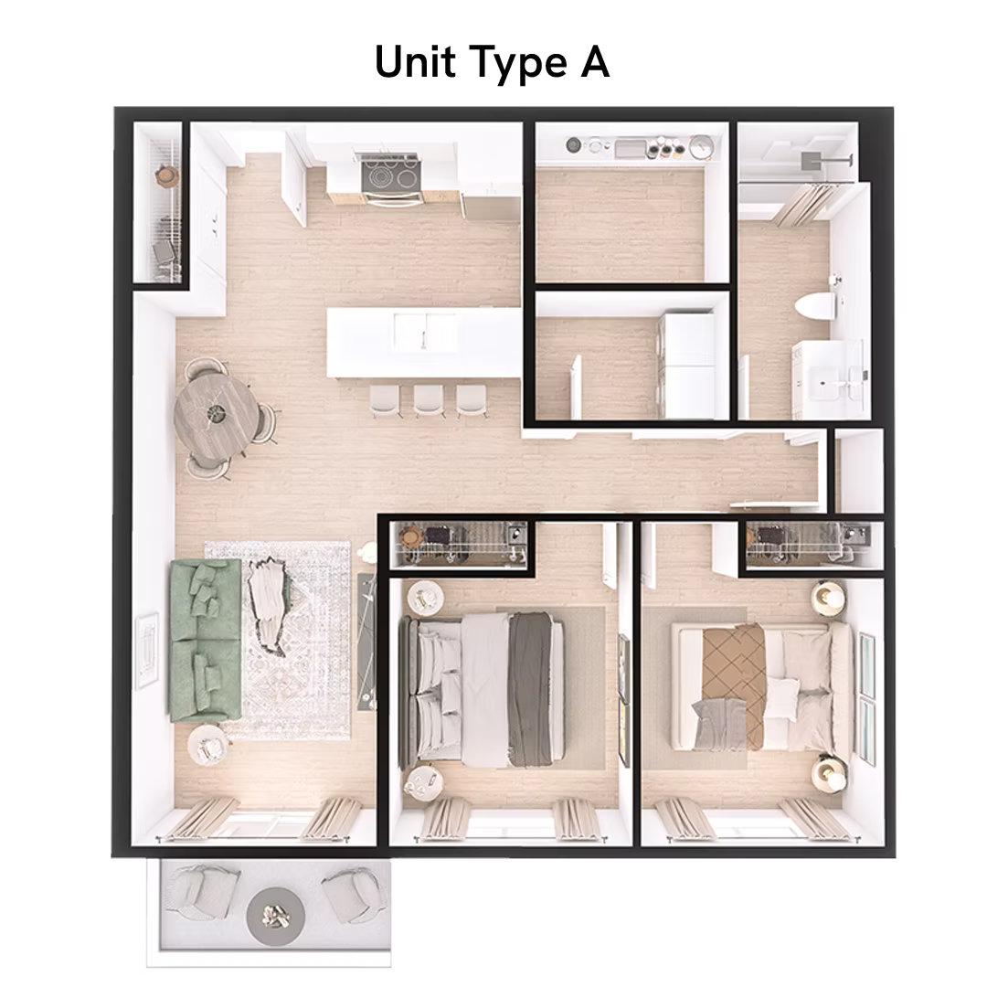 Type A - 2br/1bth