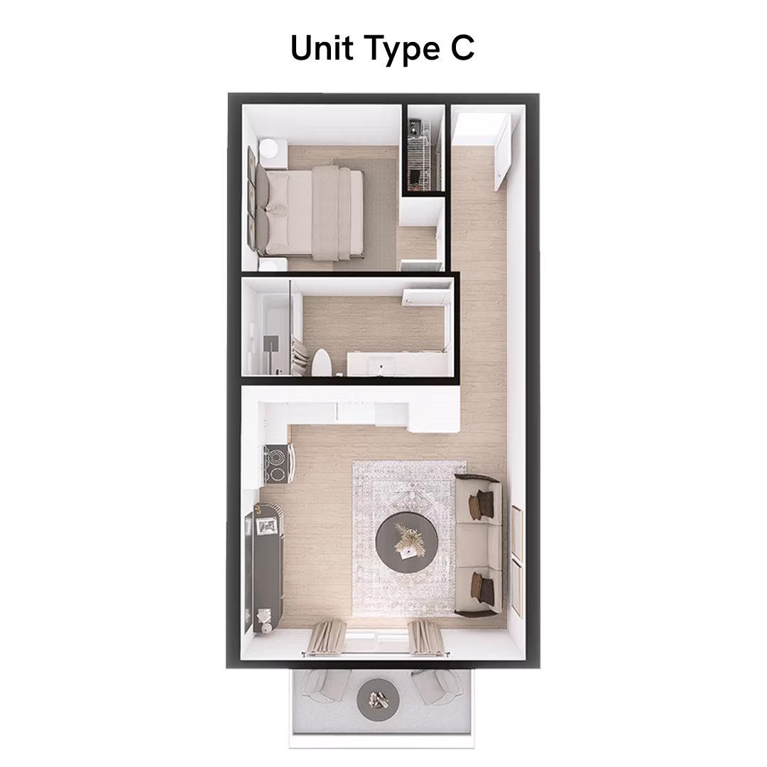 Type C - 1br/1bth