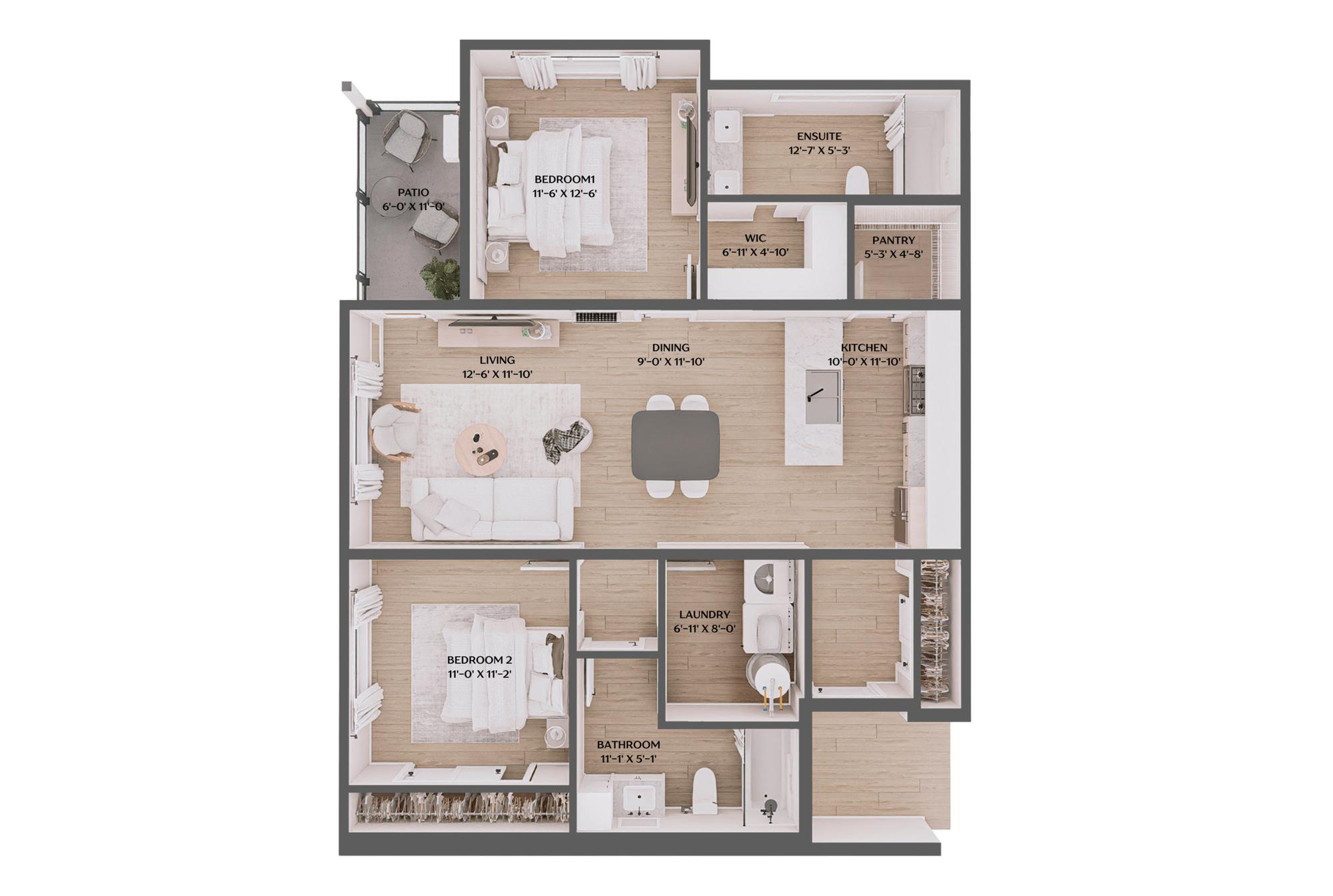 Type A(2) - 2br/2bth