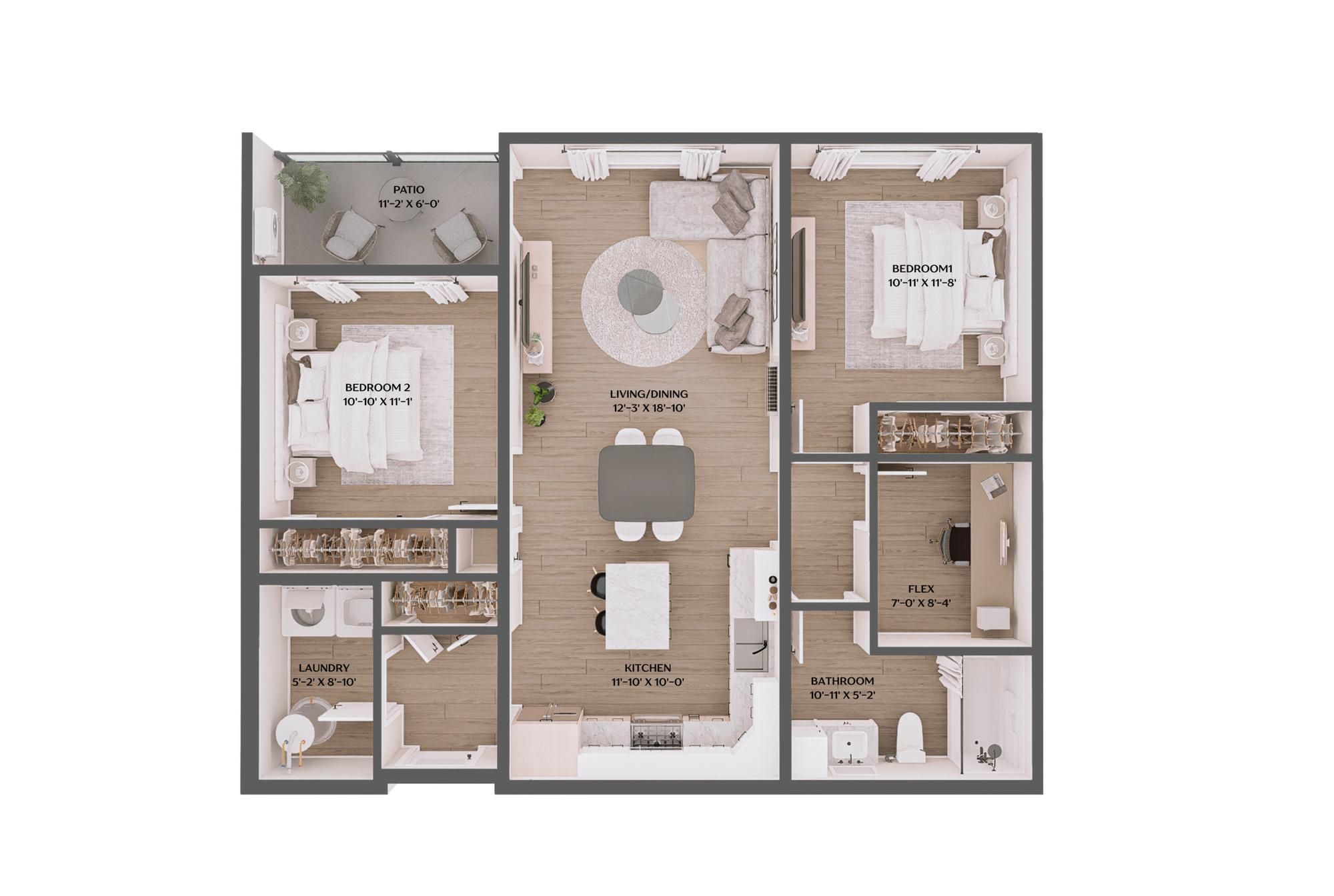 Type B(1) - 2br/1bth