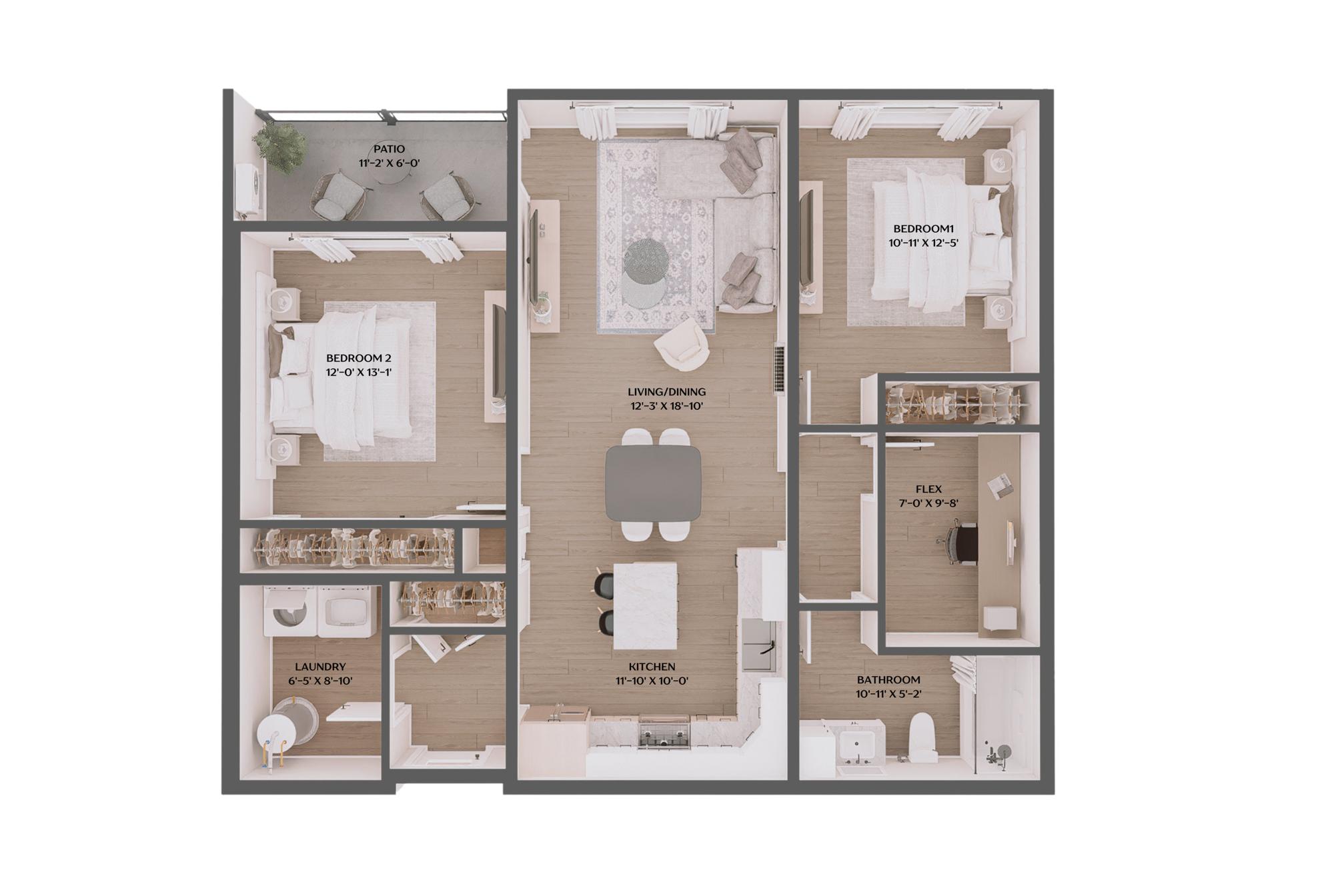 Type B(2) - 2br/1bth