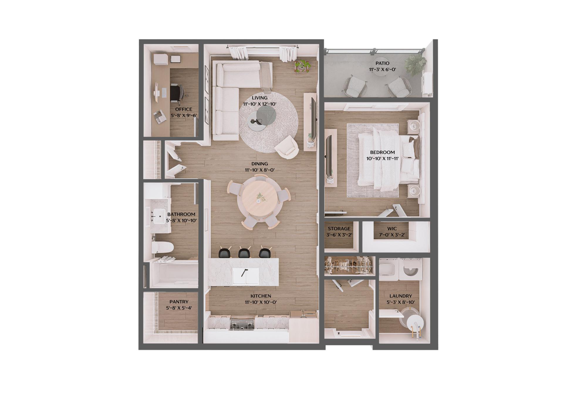 Type E - 1br/1bth