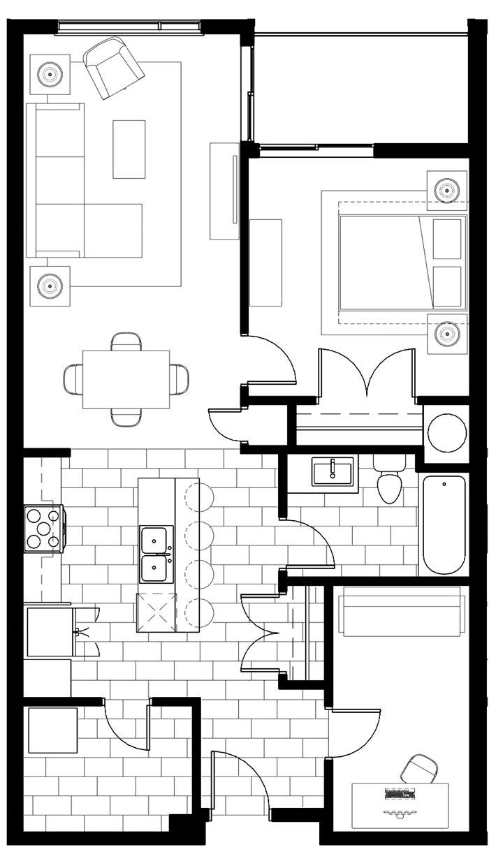 Type A - 1 br / 1 bthr + Office/Den