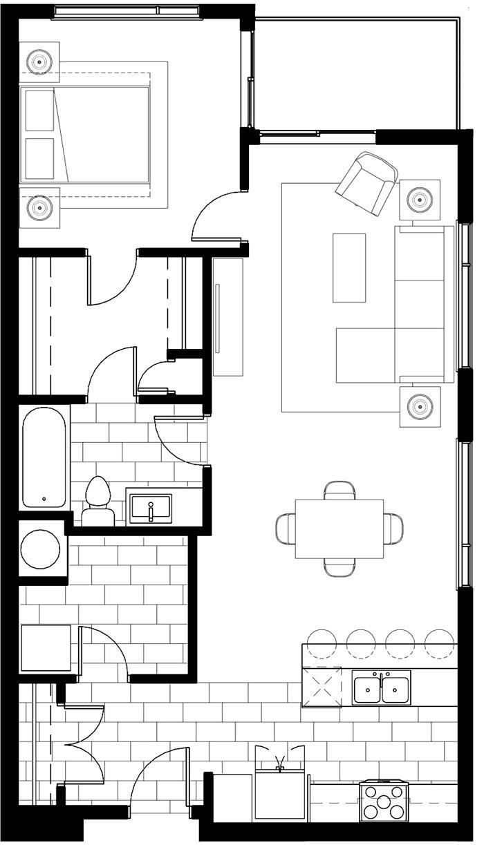 Type A Corner - 1 br / 1 bthr