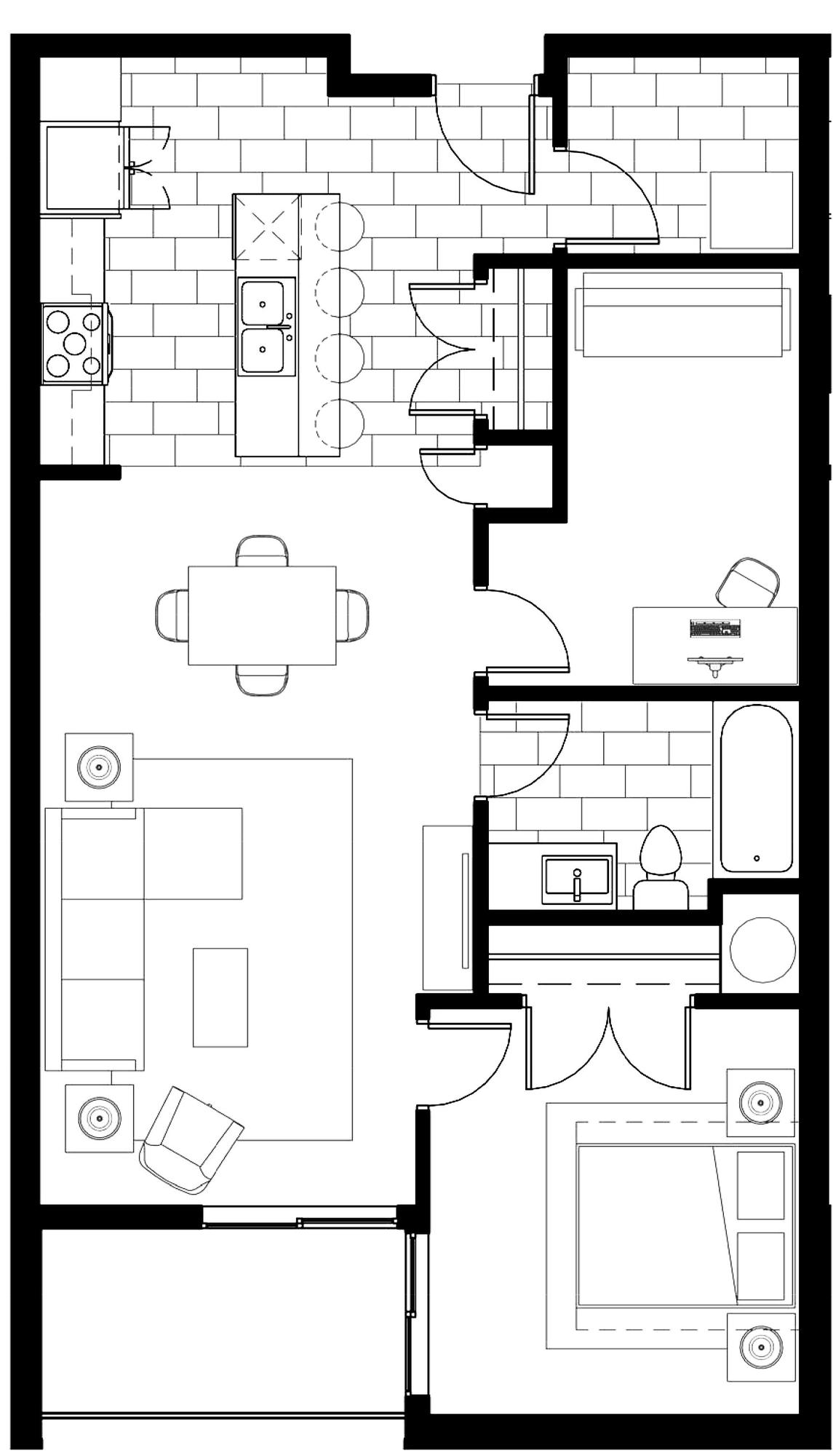 Type B - 1 br / 1 bthr + Office/Den