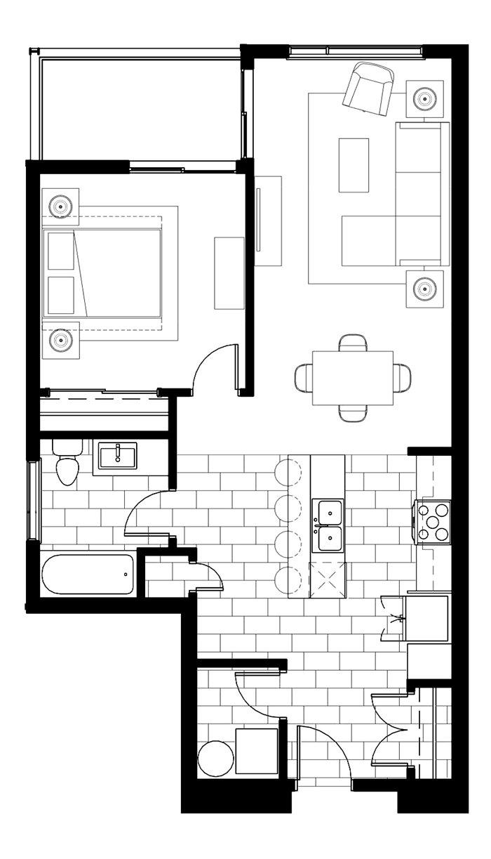 Type C Corner - 1 br / 1 bthr