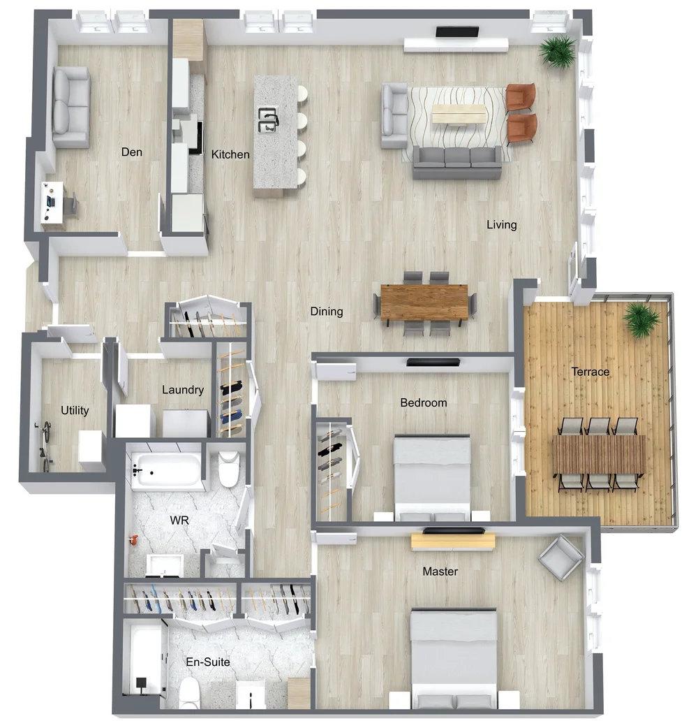 Type M - 2 br / 2 bthr + Office/Den + Terrace