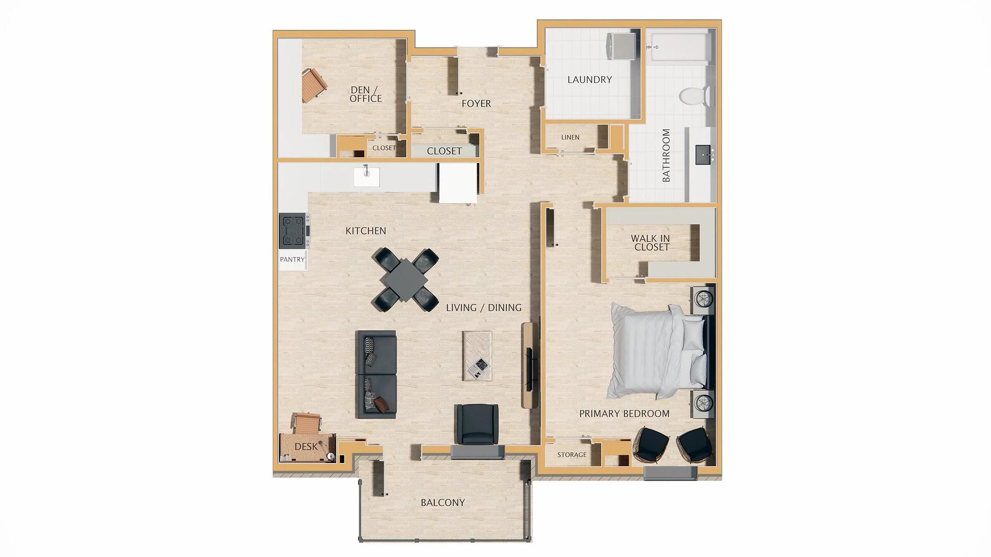 Type F1 - 1 br / 1 bthr + Office/Den