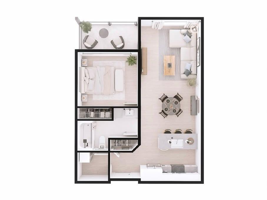 Type A - 1 br / 1 bth