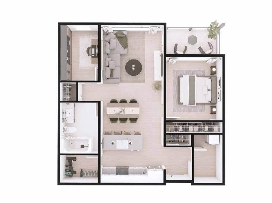 Type C - 1 br / 1 bth + Den